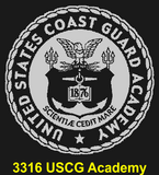 CG84BL - COAST GUARD Comm - "USCG ACADEMY" + YOUR PERSONAL ENGRAVING ON THE BACK - LEATHER HANDLE