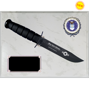 AF30 - AIR FORCE WHITE MARBLE FINISH PLAQUE (KA-BAR not included)
