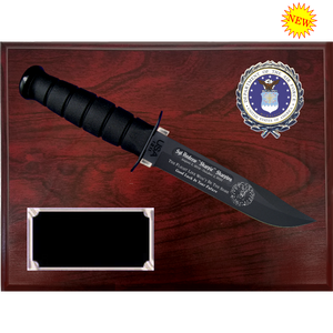 AF58 - AIR FORCE RUBY RED MARBLEIZED FINISH PLAQUE (KA-BAR not included)