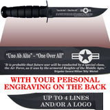 AF84B - AIR FORCE Comm - "ONE OVER ALL" + YOUR PERSONAL ENGRAVING ON THE BACK - BLACK HANDLE