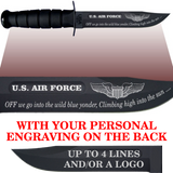 AF86B - AIR FORCE Comm - "OFF WE GO" + YOUR PERSONAL ENGRAVING ON THE BACK - BLACK HANDLE