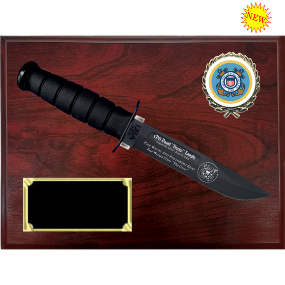 CG58 - COAST GUARD RUBY RED MARBLEIZED FINISH PLAQUE (KA-BAR not included)