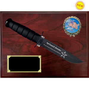 CV58 - CIVILIAN RUBY RED MARBLEIZED FINISH PLAQUE (KA-BAR not included)