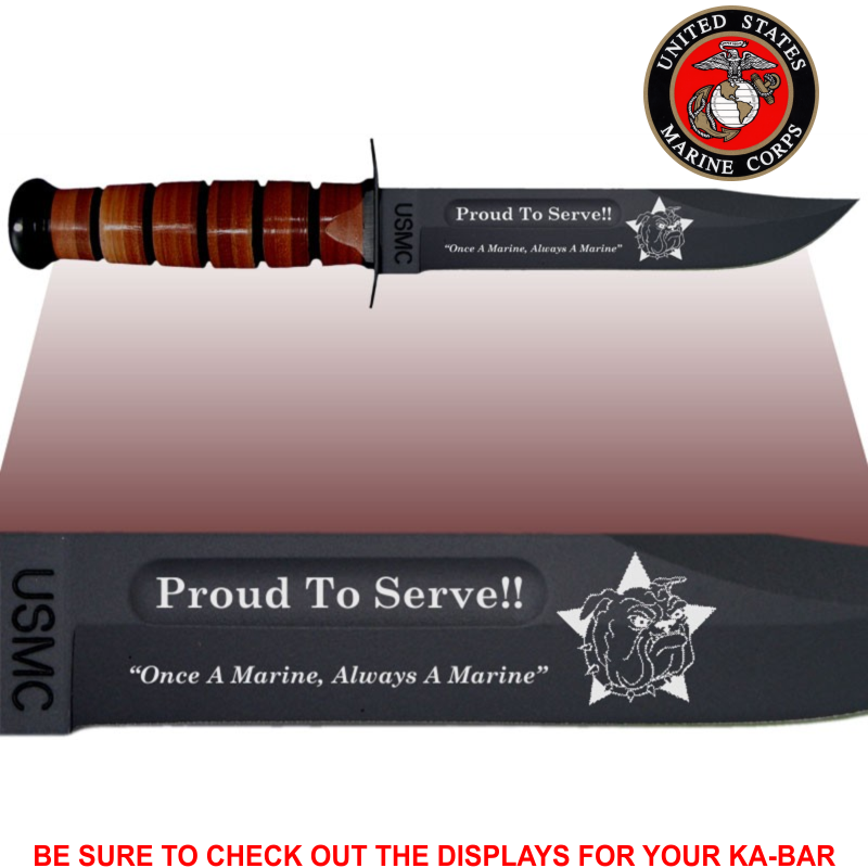 Engravable Marine Bowie Knife with Leather Sheath
