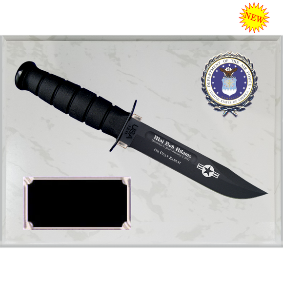 AF30 - AIR FORCE WHITE MARBLE FINISH PLAQUE (KA-BAR not included)