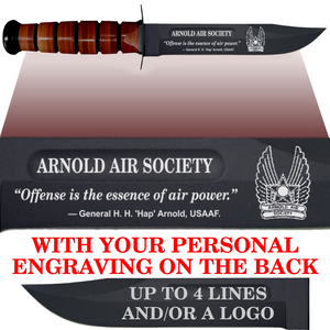 AF88BL - AIR FORCE Comm - "ARNOLD AIR" + YOUR PERSONAL ENGRAVING ON THE BACK - LEATHER HANDLE