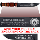 CG84BL - COAST GUARD Comm - "USCG ACADEMY" + YOUR PERSONAL ENGRAVING ON THE BACK - LEATHER HANDLE