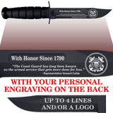 CG86B - COAST GUARD Comm - "WITH HONOR SINCE 1790" + YOUR PERSONAL ENGRAVING ON THE BACK - BLACK HANDLE