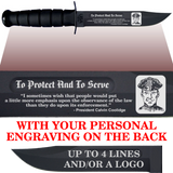 CV80B - CIVILIAN Comm - "TO PROTECT" + YOUR PERSONAL ENGRAVING ON THE BACK - BLACK HANDLE