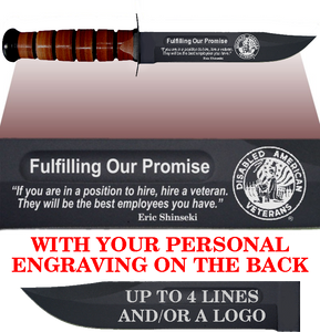 CV84BL - CIVILIAN Comm - "FULFILLING OUR PROMISE" + YOUR PERSONAL ENGRAVING ON THE BACK - LEATHER HANDLE