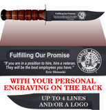 CV84BL - CIVILIAN Comm - "FULFILLING OUR PROMISE" + YOUR PERSONAL ENGRAVING ON THE BACK - LEATHER HANDLE