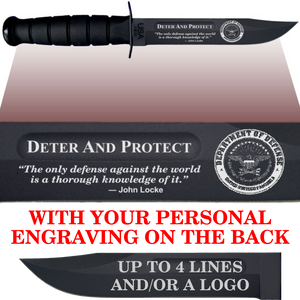 CV86B - CIVILIAN Comm - "DETER AND PROTECT" + YOUR PERSONAL ENGRAVING ON THE BACK - BLACK HANDLE