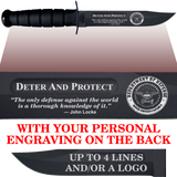 CV86B - CIVILIAN Comm - "DETER AND PROTECT" + YOUR PERSONAL ENGRAVING ON THE BACK - BLACK HANDLE